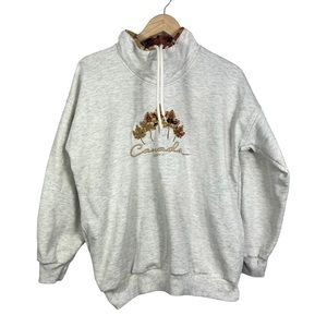 Vintage Cityscape Gray Maple Leaf Print Canada Mock Neck Sweater Size M